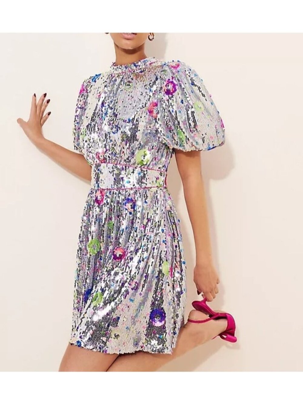 Anthropologie Celia B Wonderer Sequin Mini Dress Womens M Shimmer Glam Party
